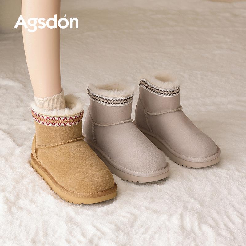 Fleece snow boots new winter thick-soled medium tube short boots high-top thickened cotton shoes