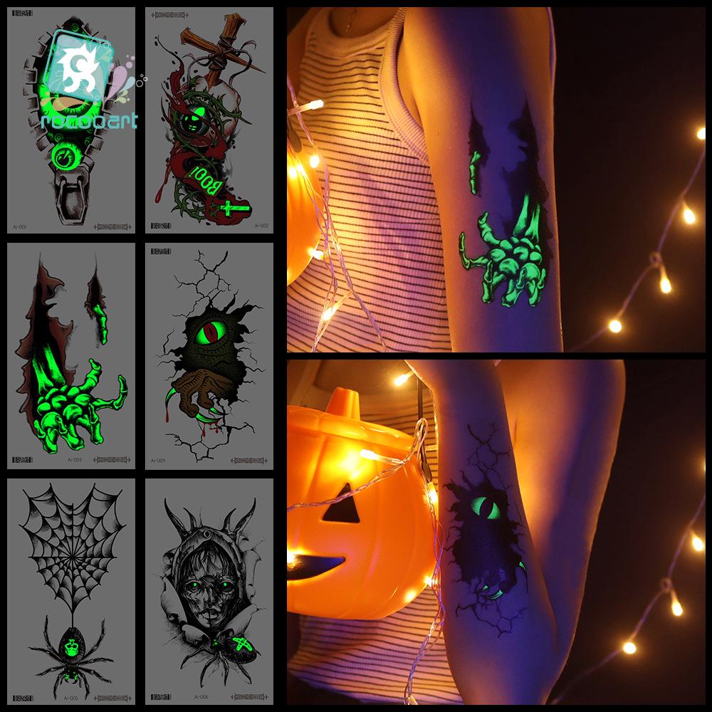 Rikalong Cross-border Halloween Luminous Temporary Spider Tattoo Stickers - Realistic & Scary Designs