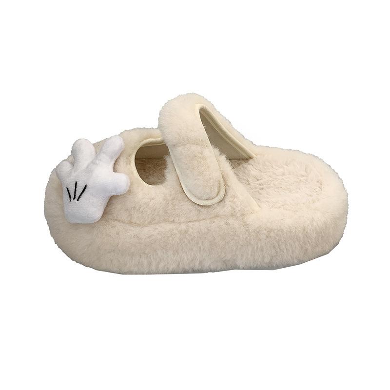 High-value Cartoon Mickey Thick-bottomed Cotton Slippers 2025 New Sweet and Cute Foreign-style Fluffy Slippers