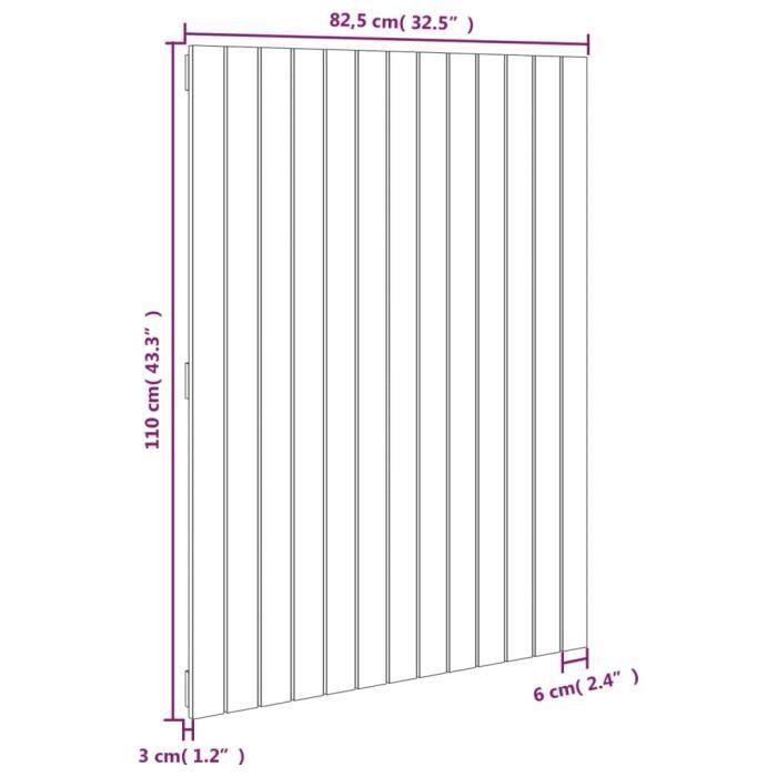 824953 vidaXL Wall-mounted Headboard 82.5x3x110 Cm Solid Pine Wood