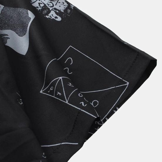 Beach Shirt Graffiti Print Short Sleeve Men Single-breasted Lapel Hawaiian Shirt Beachwear