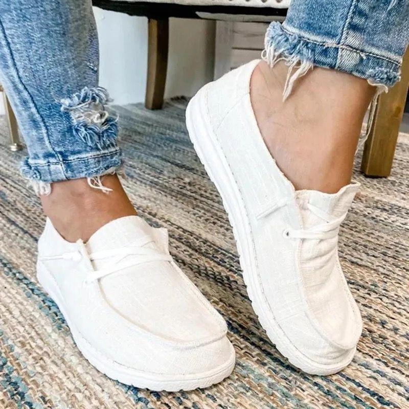 Lace-up women's shoes large size flat casual round head canvas shoes women's single shoes flat student shoes