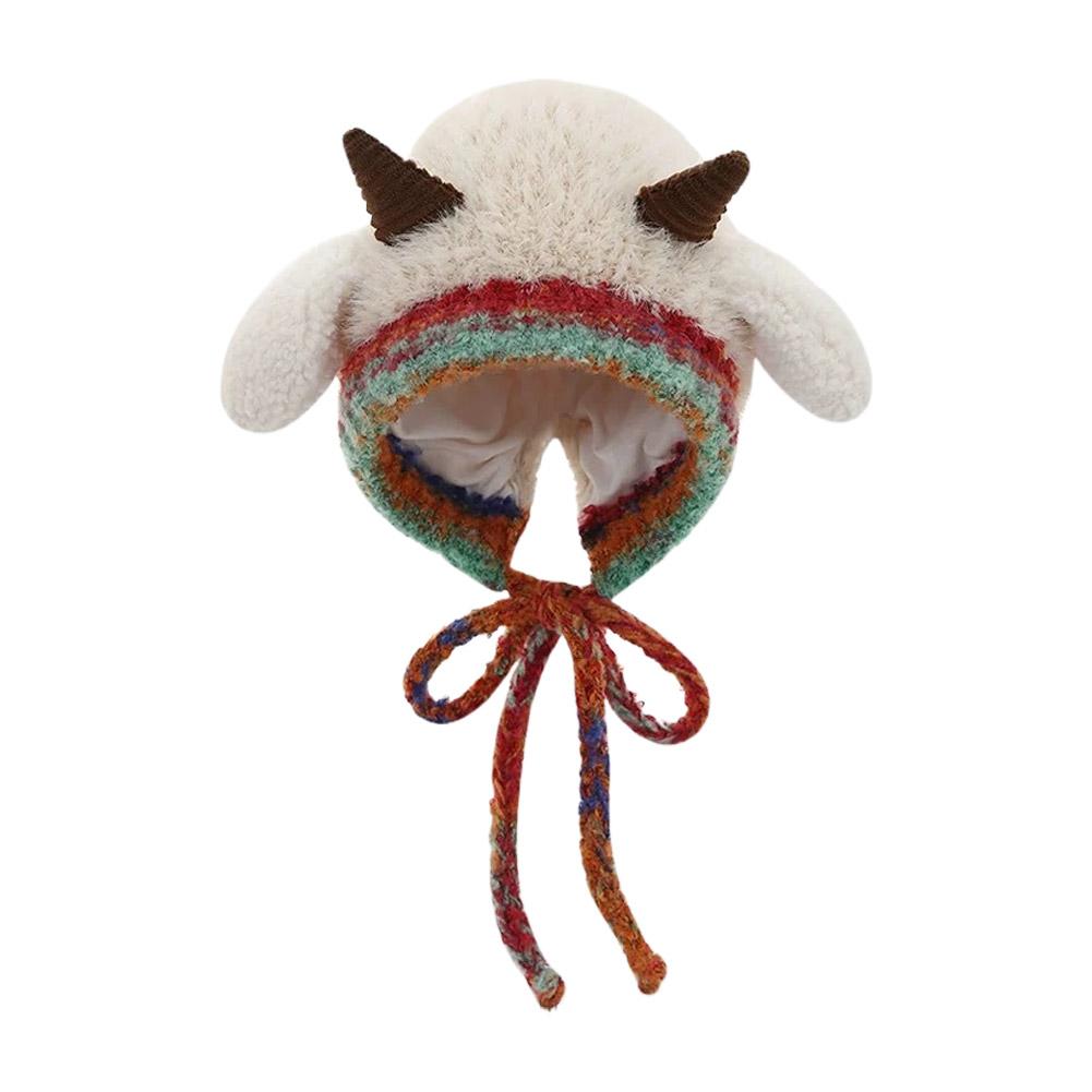Cute Christmas Antler Hat, 2-in-1 Winter Warm Knitted Reindeer Beanie Beret Plush Earflap Skull Caps Christmas Holiday Dress Up