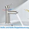Robinet de salle de bain - NETTLIFE - Robinet lavabo inox brossé - Mitigeur monocommande - 2 trous - Hauteur 100 mm