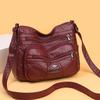 Women's Soft Leather Bag Middle-Aged Mother Crossbody Bag Large Capacity Multi-Pocket Commuter Shoulder Bag