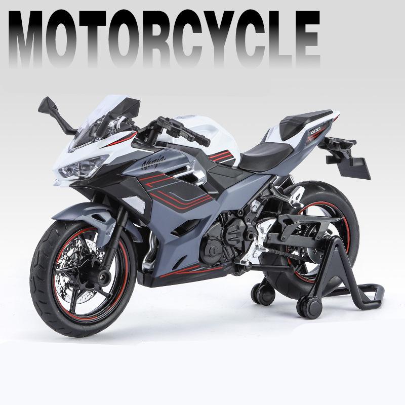 1:12 Kawasaki Ninja 400 Alloy Sports Motorcycle Model Diecast Street Race Motorcycle Model Simulation Sound And Light Kids Gifts