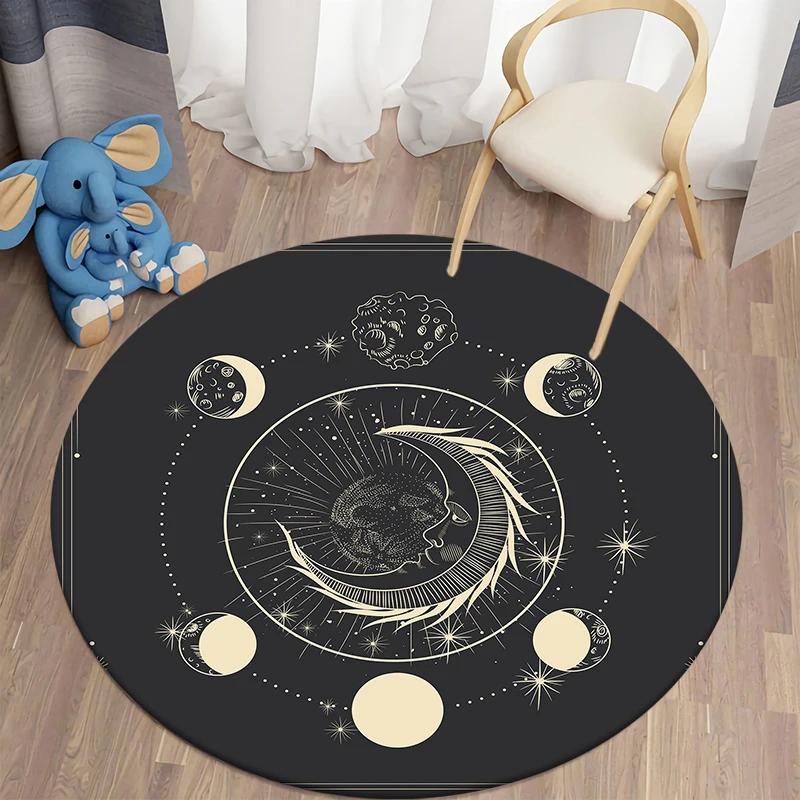 Nordic Style Sun Moon Circular Carpet Living Room Bed Bath Children's Floor Decoration Non Slip Mat
