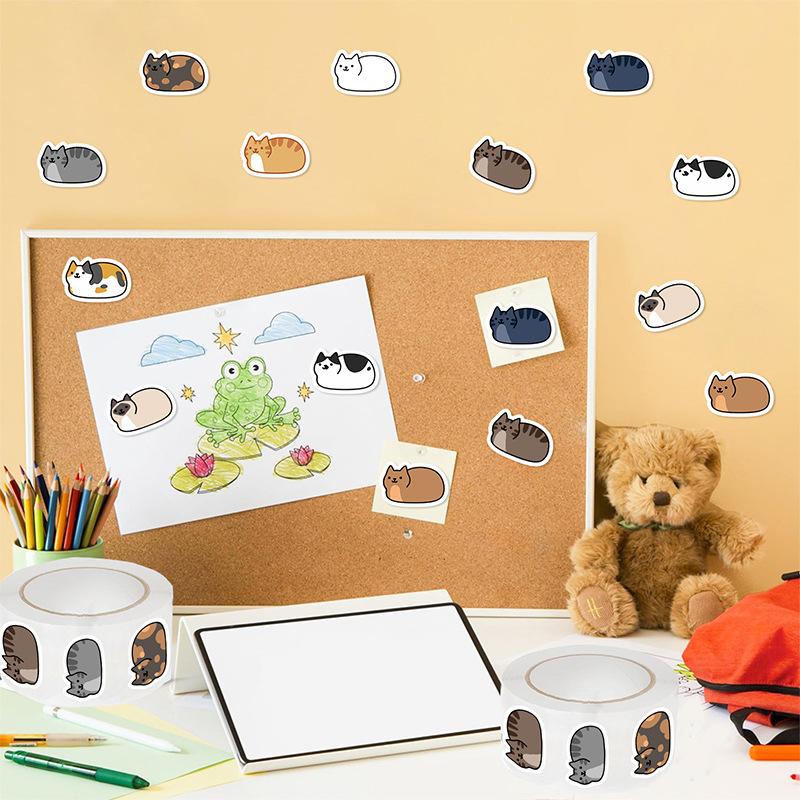500Pcs Kawaii Cartoon Cat Tuo Tuo Roll Stickers Skateboard Laptop Luggage Skateboard Phone Gift Waterproof Phone Cute Sticker