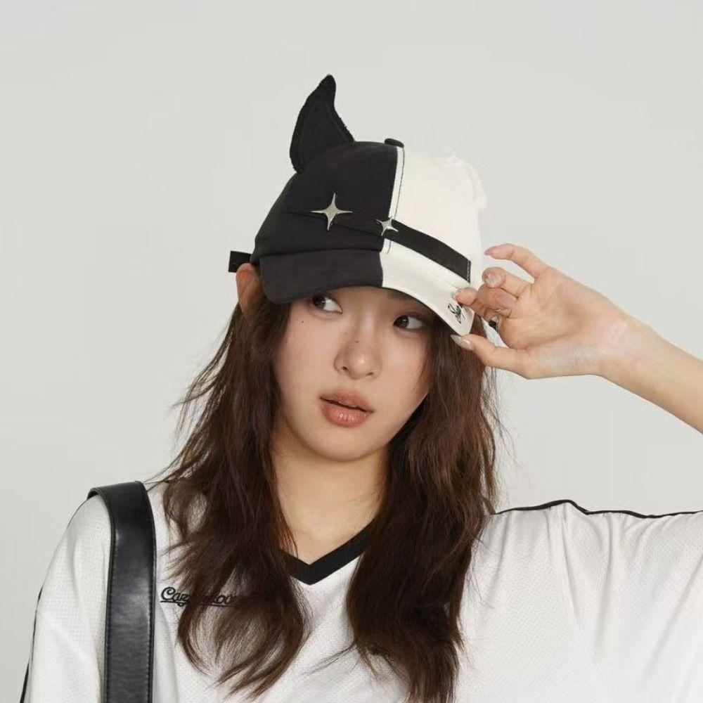 Creative Adjustable Baseball Caps Fox Ear Cotton Peaked Cap Breathable Y2K Sunscreen Hat Spring Autumn