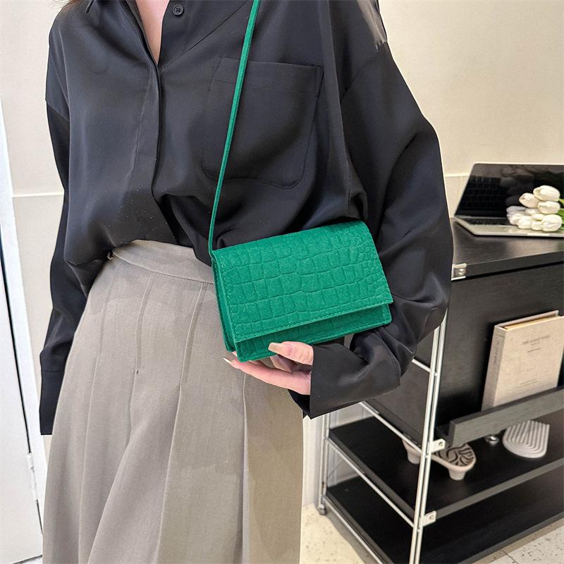 Crossbody Bags for Women New Fashion Felt Stone Pattern Single Shoulder Casual Purses Handbags Trendy Square Bag