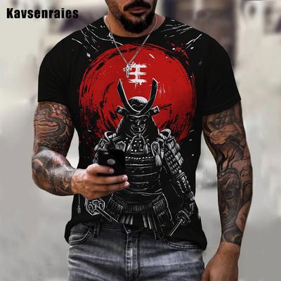 Μπλουζάκι Ιαπωνικού Samurai 3D Print Ανδρικά Γυναικεία Μόδα με λαιμόκοψη Κοντό μανίκι Ninja T Μπλουζάκι Harajuku Streetwear Tees Tops Ρούχα