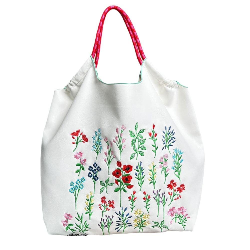 Women's Embroidered Large Capacity Leather Tote - Fashionable, Versatile, Eco-Friendly Handbag