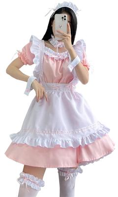 Maid Sexy Lolita Ribbon Princess Gothic Lolita Plus Size S [FULINE] Costume, Cosplay, Costume, Dress, Style, Size, Pink,