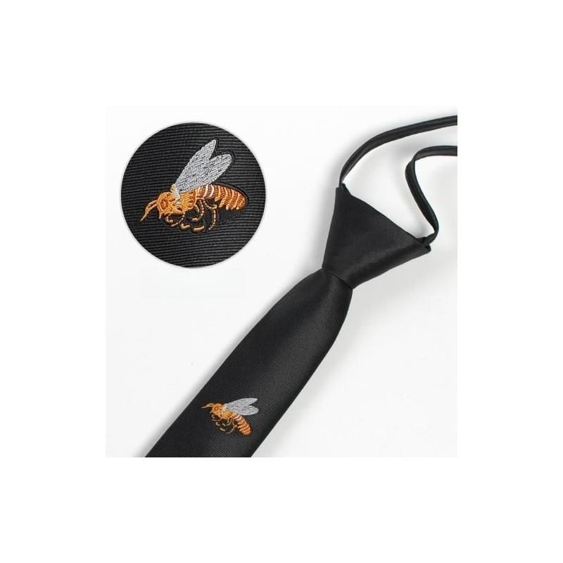 Tiger Head Embroidered Neck Tie For Kids With Striped Wool Material For School Or Casual Wear