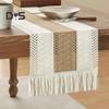 Caminho de mesa de festa Tecido de tecelagem Estilo Boho Decoração de borla Contraste de cor Trançado À prova de manchas Reutilizável Proteção de mesa Decoração Prom Banquete Mesa