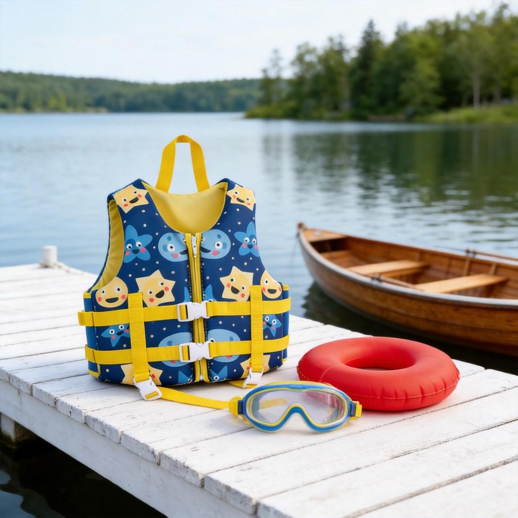 Childrens Floatation Vest With Adjustable Buoyancy For Swimming And Safety