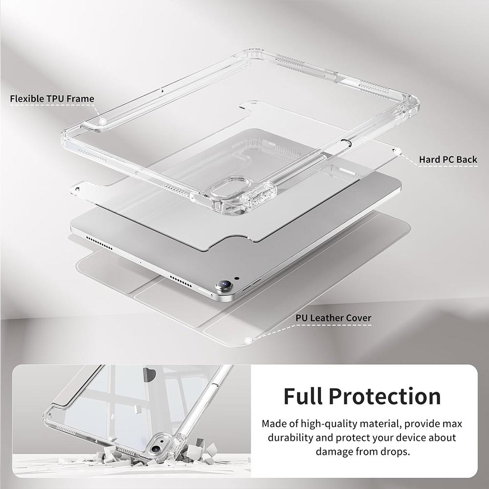 Case for iPad 5 6 7 8 9 10 11 Air 1 2 3 4 5 6 7 Mini 6 7 PC Matte Clear Transparent Acrylic Back Shell Auto Wake/Sleep