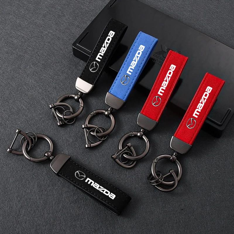 2025 Hot New Women Men Luxury Car KeyRing Suede Leather Car Keychain For Mazda 3 6 Atenza Protege Cx9 Cx7 Cx5 Rx8 Rx7 Mx5 Speed