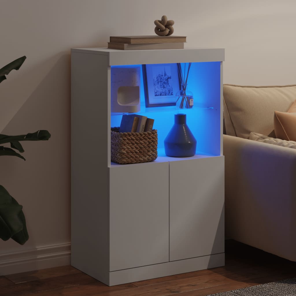 Weißes Sideboard mit LED-Beleuchtung 60,5 x 37 x 100 cm