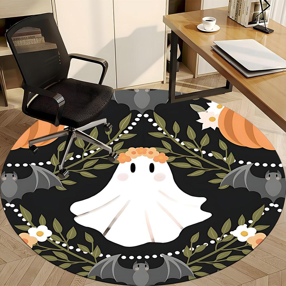 1PCGhost Bat Office Round Area Rug,  Mat Suitable For Office, Under Office Chairs Bedroom Living Room Home Decor, Room Deco