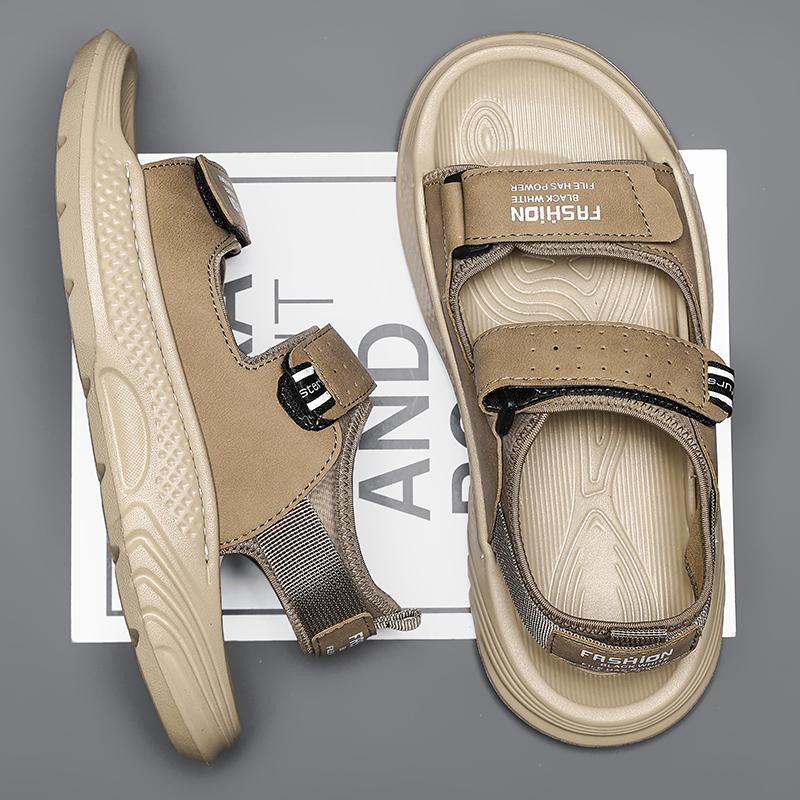 Klassische Herrensandalen Sommer Echtes Leder Strandsandalen Herren Freizeitschuhe Badesandalen Outdoor-Sneaker