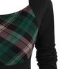 Abito da donna a maniche lunghe con bottoni finti patchwork scozzese girocollo vintage