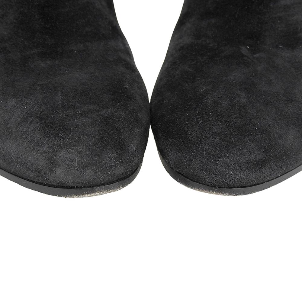 Louis Vuitton Ausgezeichneter Zustand Wildleder LV Donnaline klobige Absatzstiefel, Damen, schwarz, Größe 36, LW2403 Schuhe 36 schwarzBenutzt