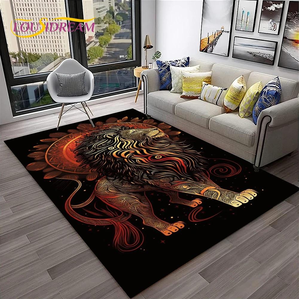 Cartoon Lion Animals Dream 3D Carpet Rug for Home Living Room Bedroom Sofa Doormat Decor,Kid Play Area Rug Non-slip Floor Mat