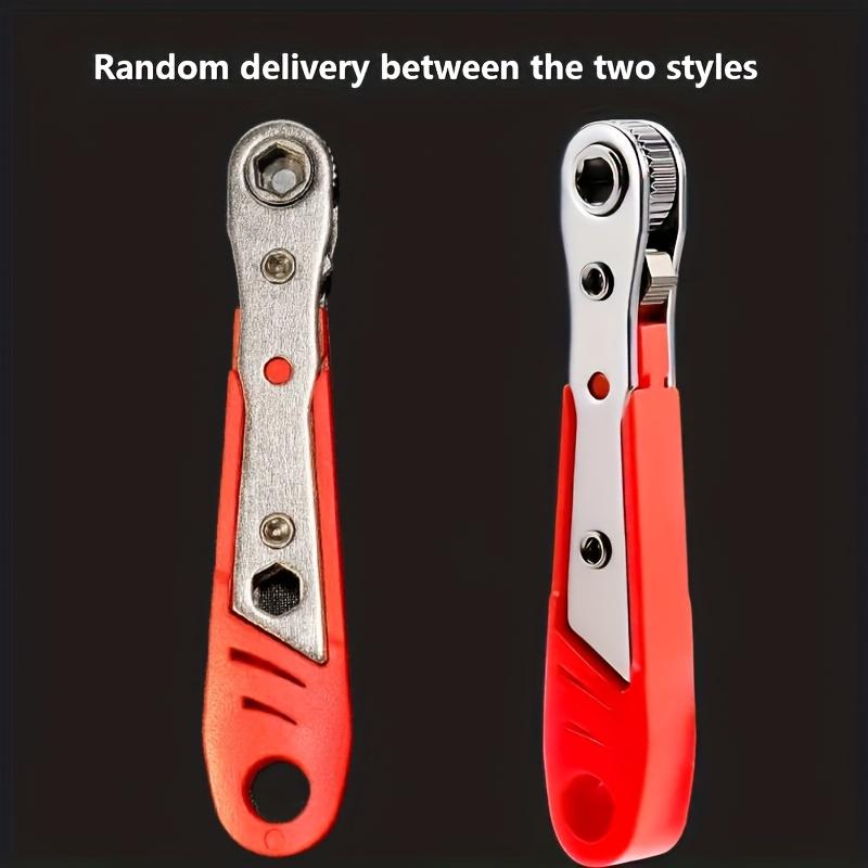 A Red Multifunctional Bidirectional Ratchet Screwdriver Right Angle Magnetic Wrench Cross Shaped Short Screw Red Tool
