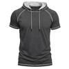 Men’s Shirts Short Sleeves Hooded T-shirts Fitness Tops Summer Casual Wear Pullover Hoodie