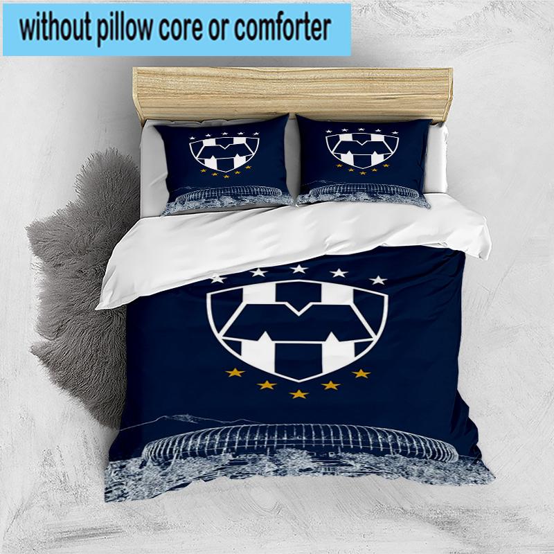3pcs Monter-rey Football Crest Art Printed Bedding Set Duvet Cover Closure Includes 1 Duvet Cover & 2 Pillowcases Bedding Sets Home Decor Gifts