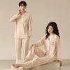 Koreanska pyjamasar för par, vår och höst: Kofta med lång ärm, lös passform, hemtextilset i stora storlekar