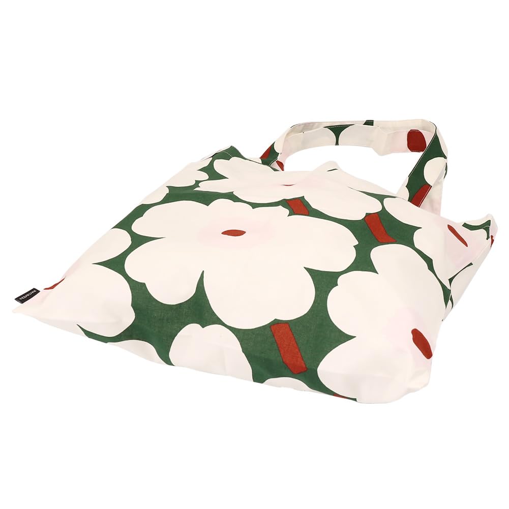 Marimekko Unikko Cotton Tote 44x43 74192 613 Women's Bag, cm, Green, [Used]
