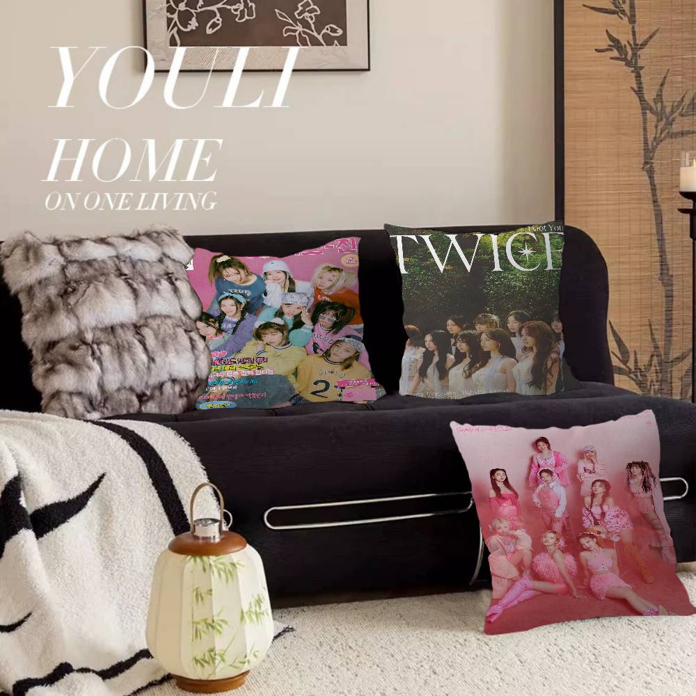 Kpop T-Twice Kudde Gåva Hemmakontor Dekoration Sovrum Soffa Bil Kuddfodral Fodral 45x45