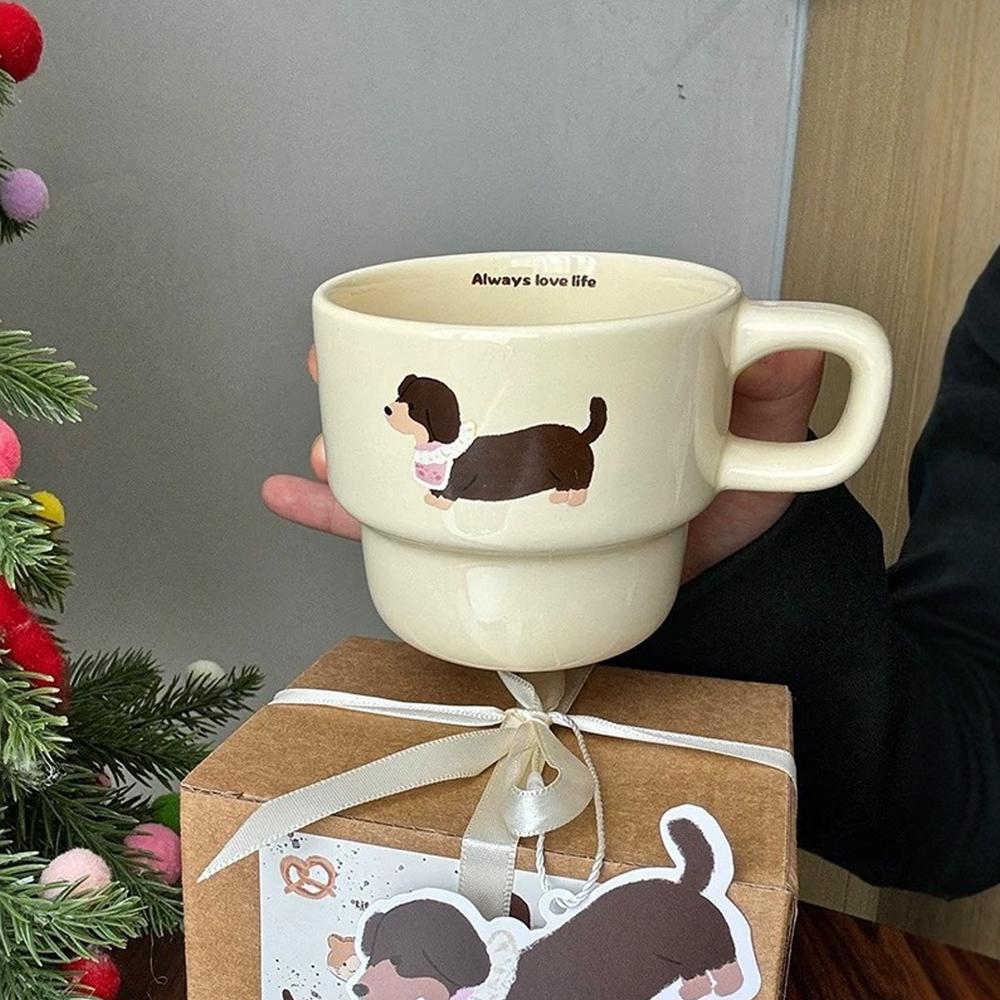 300ml Roztomilý jezevčík Pes Kávový hrnek Keramický hrnek Dětský porcelánový hrnek Snídaňový hrnek Nápojové sklo Dárek pro milovníky Přátele
