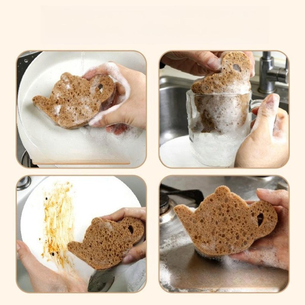 Natural Wood Pulp Cotton Dishwashing Sponge Brown Series Kitchen Hanging Cleaning Cloth Brown Wood Natural Cleaning Brush