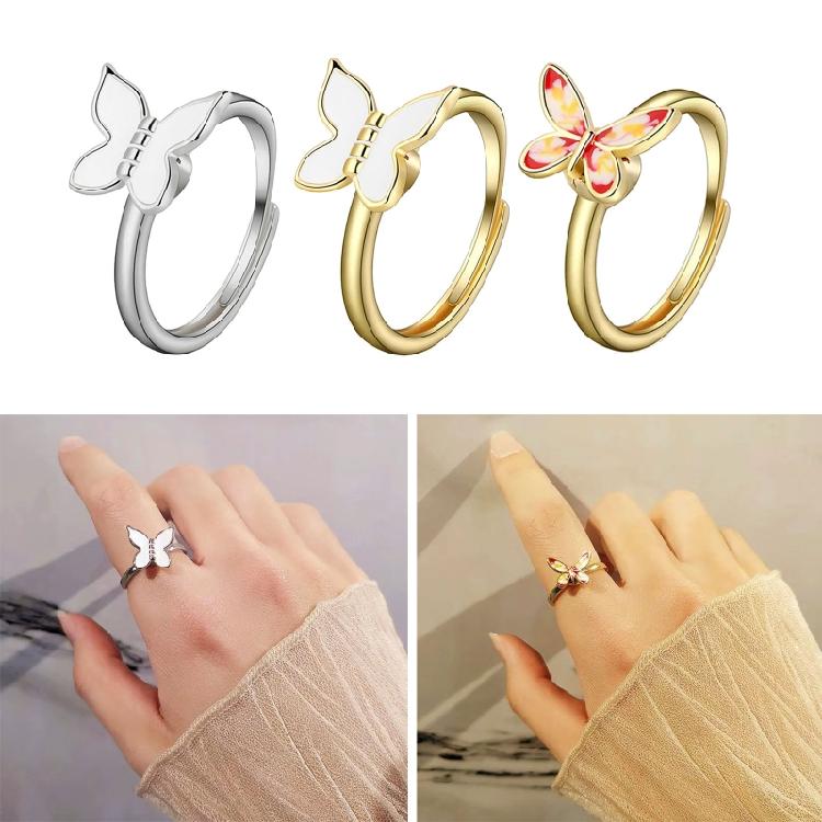 Fidget Spinner Adjustable Stacking Worry Ring for Butterfly Rotating Ring Jewelr