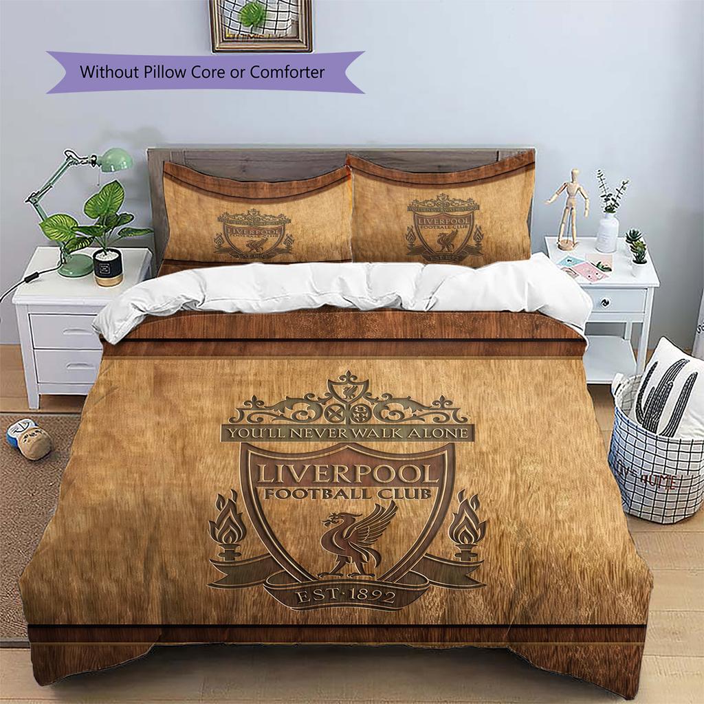 Set Copripiumino Trapuntato con Fantasia Liverpool Football Club Decorazione per la Casa Regalo (1 * copripiumino + 2 * federe senza imbottitura).xwn