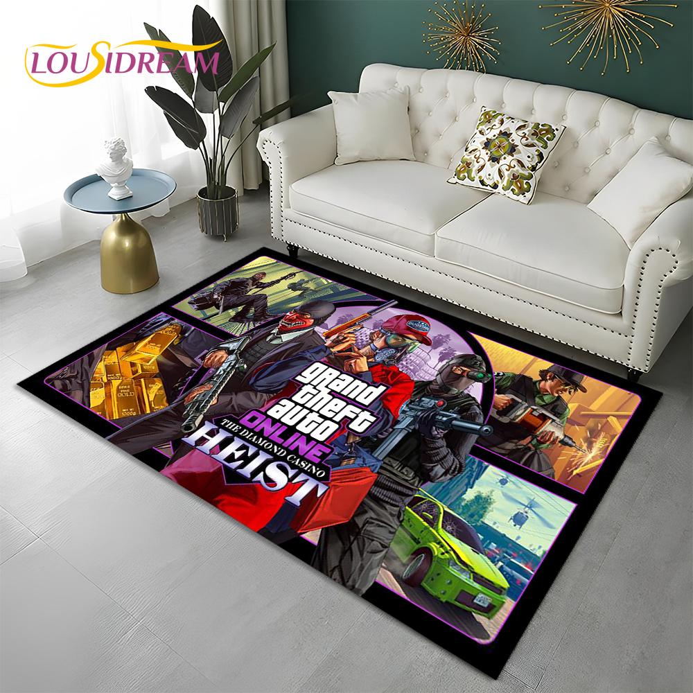 Grand Theft Auto Games 3D GTA  Gamer Carpet Rug for Home Living Room Bedroom Sofa Doormat Decor,kids Area Rug Non-slip Floor Mat