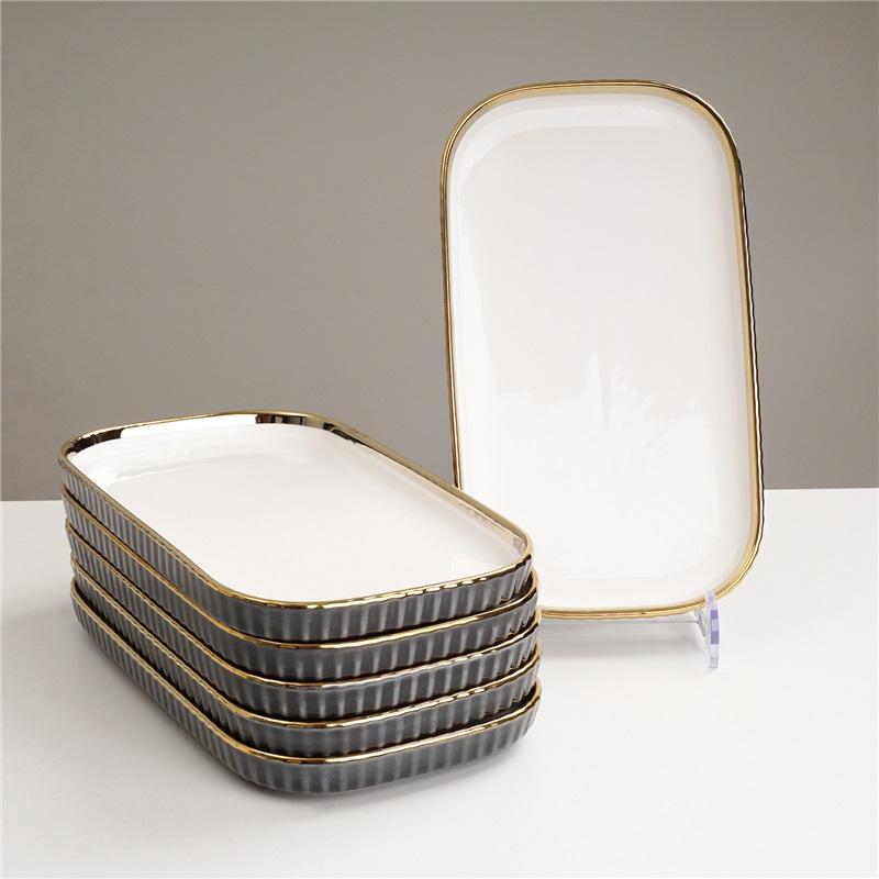 High End Luxury Ceramic Tableware Set Coffee Cups Round Plates Rectangular Platters European Style Home Use Combination