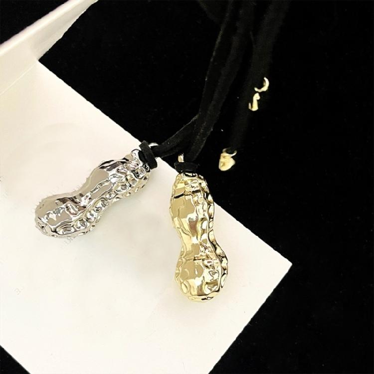 Sophisticated Peanut Necklace Featuring Black Cord Statement Jewelry Trendy Necklace Alloy Texture for Various Occasions