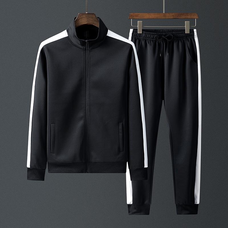 

Spring & Autumn Men s Casual Sports Cardigan Jacket & Pants Set - Middle-Aged Workwear or School Uniform 4XL чорний