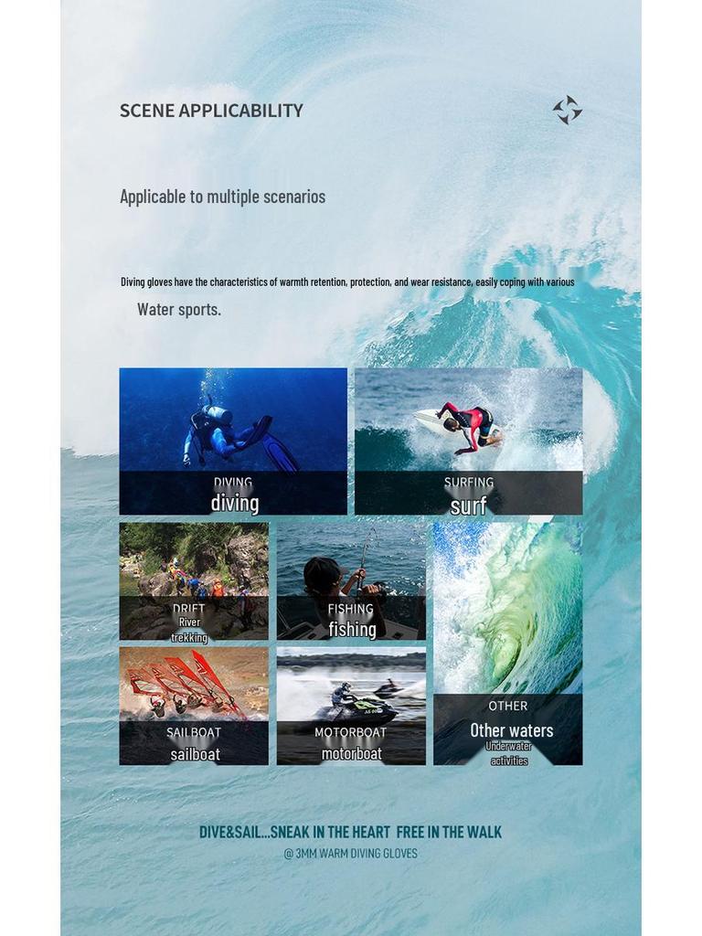 DIVE&SAIL 5MM Diving Gloves: Cold-Proof, Scratch-Resistant for Swimming, Surfing, Fishing, Rescue & Cycling