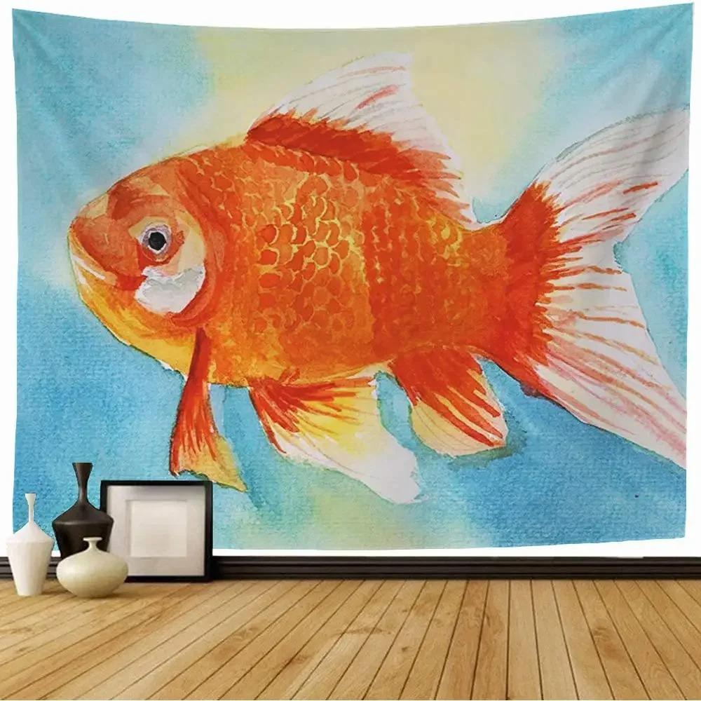 Goldfisch Wandteppich Büro Wohnzimmer Dekoration Zuhause Wandteppich