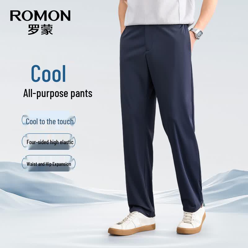 ROMON Men's Ice Silk Straight-Fit Casual Pants