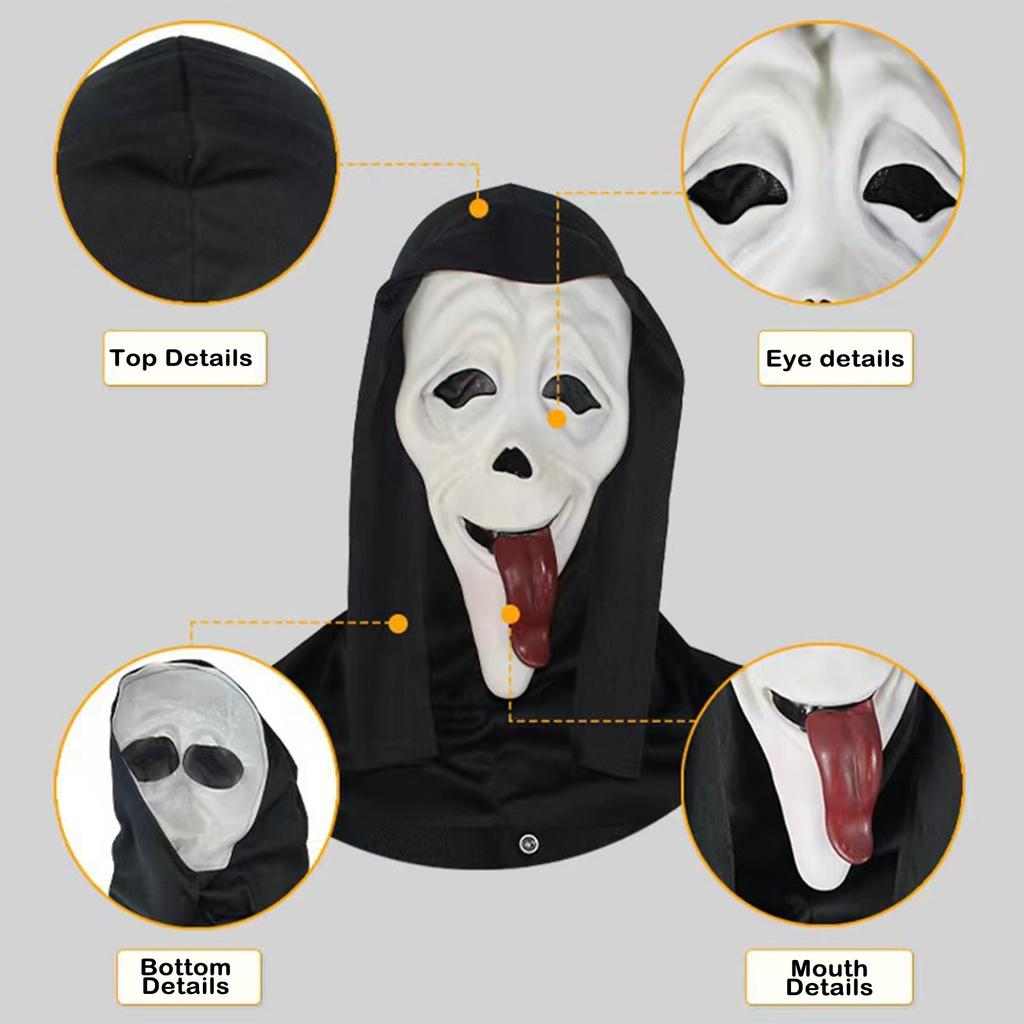 Halloween temná maska ​​na hraní rolí, vhodná hororová latexová maska ​​Vtipná maska