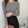 Quality bottoming shirt long-sleeved spring and autumn early autumn inner wear with white crew neck T-shirt women's versatile top