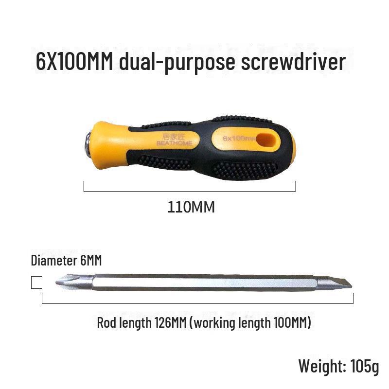 

Выдвижная магнитная отвертка двойного назначения с нескользящей рукояткой, оснащенная сменными крестообразными и плоскими головками.