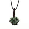 Natural Crystal Tiger Stone Agate Heart-Shaped Love Hand-Woven Mesh Pocket Pendant Necklace N704