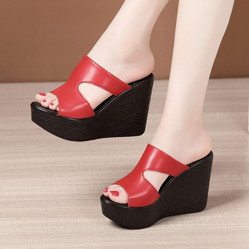 Fashion Super High Women's Cool Slippers Summer New Muffin Thick Bottom Waterproof Table Fashionable Outer Wear Non-slip Slippers